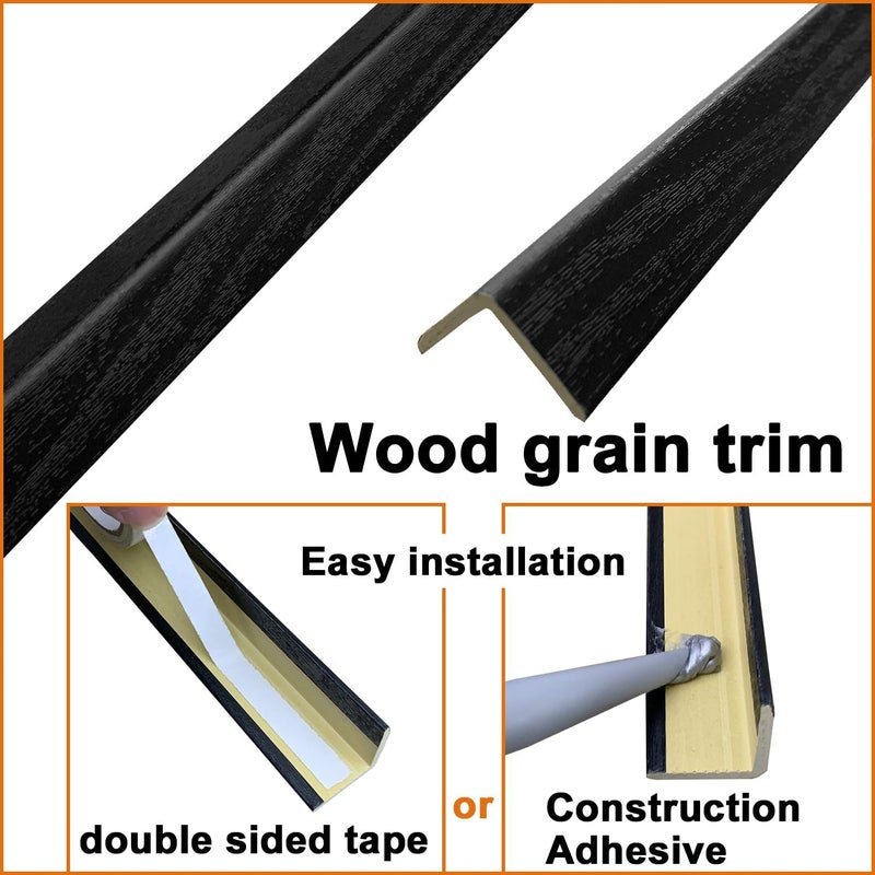 YLL YLL 6 PCS 45" Wall Corner Protector Trim Borders for Wall Black Wood Grain Wall Edge Strip Crown Molding Trim Door and Window Frames Mirror Backsplash Tile Edge - Image 3
